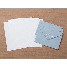 Midori 86508006 - Juego de letras de sobres estampados, patrón de hierba neblina