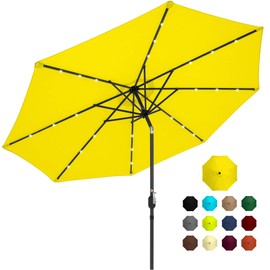 Best Choice Products 10ft Solar Powered Aluminum Polyester LED Lighted Patio Umbrella w/Tilt Adjustment and Fade-Resistant Fabric, Yellow