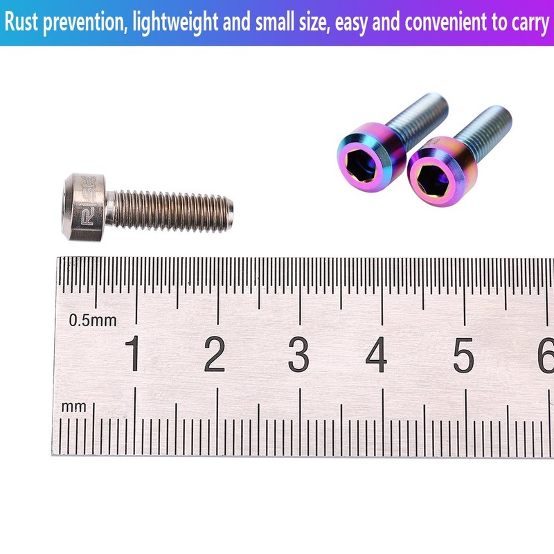 Rust Proof Stem Bolts,Bicycle Titanium Bolts, 6 Pcs M5 ×