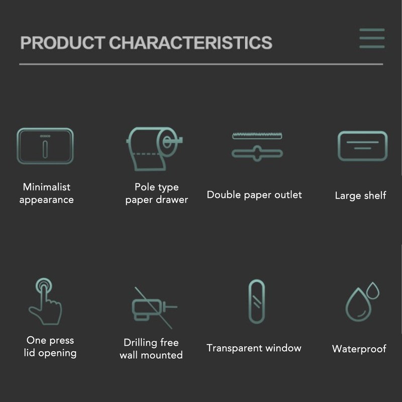 Toilet Paper Roll Box Cover Waterproof Punch Free Prevent Corrosion