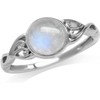 Fashion Stainless Steel Created Moonstone Wedding Engagement Solitaire Ring (Silvery,