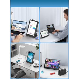 Maxfree Portable Monitor for Laptop, 12'' FHD Laptop Monitor Extender USB-C/HDMI, Travel Monitor Plug&Play Laptop Screen/Smart Cover, External Monitor for Laptop/Windows/Mac/Surface/Android/Switch