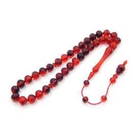 Prayer Beads Tesbih Tasbih Tespih Misbaha Subha 33, 32 cm, Muslim Islamic Rosary Prayer Worship Accessory Ottoman Red Black Beads Ball 10 mm, Acrylic, Pearl