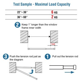 H.VERSAILTEX 2 Pack Spring Tension Curtain Rods 22-36 Inch Lightweight Tensions Rods Securely in Place; Easy to use / Install for Kitchen / Bathroom / Wardrobe, Durable Sturdy Rods, White