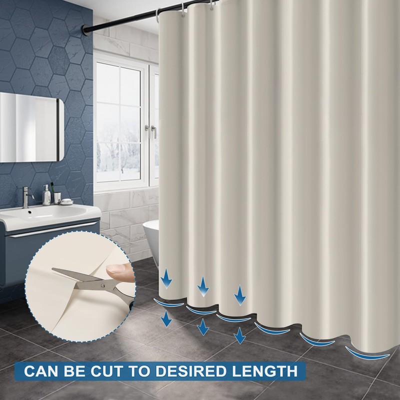 Funria EVA Shower Curtain Waterproof Bathroom Curtains with 12 Hooks