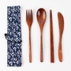DFsucces Spoon Fork Cutlery Set, 4 Pieces, Natural Wood, Length