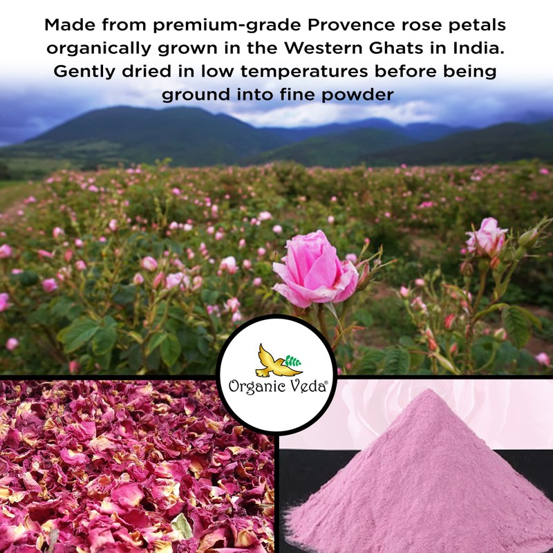 Organic Veda Edible Rose Petal Powder - Organic Rose Petal