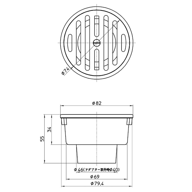 SANEI H50-75X40 One Trap for SU and VU Pipes, Stainless