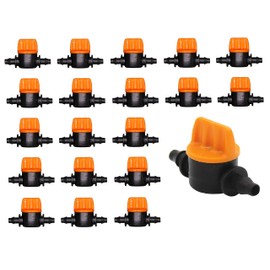 Tigerlily Enterprises 20PCS 4mm Irrigation Fittings Micro Irrigation Valve Hose Pipe Connector Adaptor Barb. 4mm-4mm Inline Plastic Tap Shut Off Coupling Valve for 4/7mm Garden Hose & Airline Tubing