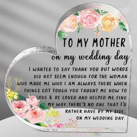 Chunful Gifts for Mother of the Bride Mother of the Bride Gifts from Daughter Thank You for Being the Best Mom Acrylic Heart Keepsake Wedding Gift from Daughter Thank You Gift(Flower)