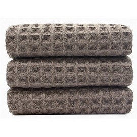 VeraSong Waffle Weave Kitchen Towels Thick Microfiber Dish Drying Towels Absorbent Tea Towels Hand Towel Lint Free 16Inch x 24Inch 3 Pack Gray