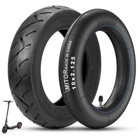 Amitor E Scooter Tyres 10 x 2.125 with Hose, 10 x 2.125 Tyres and Inner Tube Pushchair with Silver Valve, Scooter Tyre Inner Tube 10 Inch 2.125, Abrasion-Resistant & Non-Slip, Extra Thick & Durable, 1