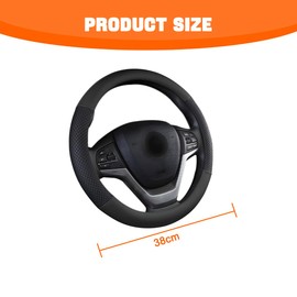 JNNJ Lenkradbezug Auto, Anti-Rutsch Leder Lenkradhülle, Atmungsaktiver Anti Rutsch Steering Wheel Cover für Auto Truck SUV, Mikrofaser-Leder-Lenkradabdeckung(Schwarz)