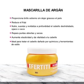 Kit Nefertiti Aceite de Argán Mascarilla para Cabello Deshidratado Seco y Opaco + Bioelixir de Argán con Protección Térmica, Hidrata, Nutre y Revitaliza la Hebra Capilar, Elimina El Frizz y Las Puntas Abiertas, Protector de Calor