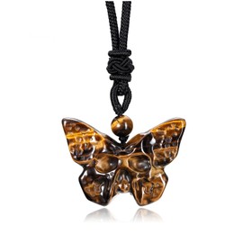 Jovivi Crystal Butterfly Necklace Butterfly Jewellery Butterfly Gifts for Women Men Tiger Eye Necklace