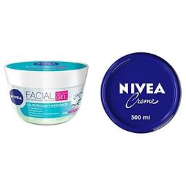 NIVEA Gel Facial Refrescante Cuidado Facial (200 ml) con ácido hialurónico, 24 horas de humectación para un piel fresca + Creme, crema humectante mult