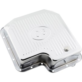 Compatible with Ford C6 Steel Transmission Pan, Extra Capacity, Ribbed, Chrome