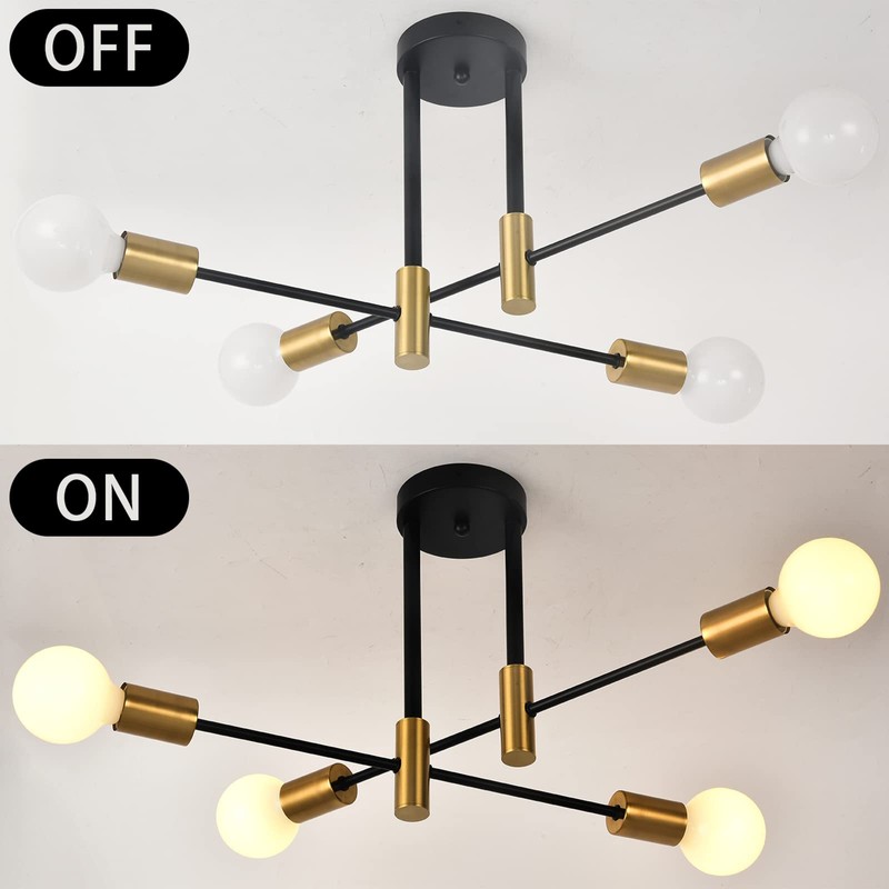 ZYDTRIP Sputnik Chandelier Ceiling Light, Pendant Light 4-Light Ceiling Light