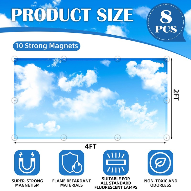 ANGSYLTH 8 Pcs Fluorescent Light Covers - 4 x 2