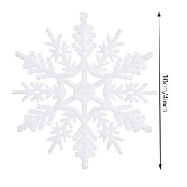 12 PCS White Snowflake 10CM Glitter Snow Flakes Ornaments for Winter Christmas Tree Decorations Hanging Snowflake for Winter Wonderland Decors