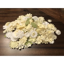 F7: 300+ Mix Lot Of Mulberry Flowers Wedding Scrapbook Card Making White Butter