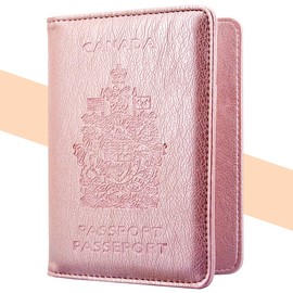 CA Travel Passport Holder Leather Case - KINGMAS RFID Blocking Passport Wallet Cover