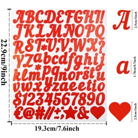 Small Red Letter Number Stickers, 5 Sheets Alphabet Symbols Sticker Kit for Scrapbook,DIY and Crafts, Letters Stickers Supplies