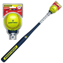 SweetSpot Plastic Softball 30" Bat and 11" Softball Combo Set | Backyard Softball Set for Youth, Kids, Teens, and Adults