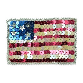 Expo International The Stars and Stripes American USA Flag Sequin Patches/Appliques, Red White and Blue