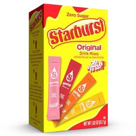 Starburst Singles to Go Variety Pack, Watertok Powdered Drink Mix, Includes 4 Flavors, Strawberry, Cherry, Orange And Lemon 1 Box (20 Servings)
