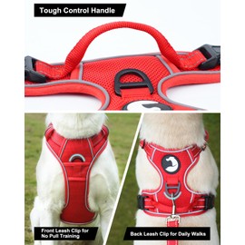 Joytale Step-in Mesh Dog Harness, No Pull Dog Harness, Anti-Escape Dog Reflective Harness, Adjustable Soft Breathable Padded Pet Vest for Everyday Walking and Training for Small Dogs, Red,XS