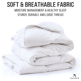 Nalitex Bedding Comforter Queen Size & King Size Down Alternative Comforter Box Stitched Duvet Insert 300GSM Inner Soft Fluffy Quilted Polyester microfiber Wadding Quilt (White, King)