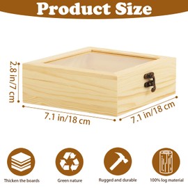ZSDRTYU Wood Box, Small Wooden Storage Container, Lid Unfinished Wood Box Natural Diy Craft Art, Hobbies (7 x 7 x 2.8 In)