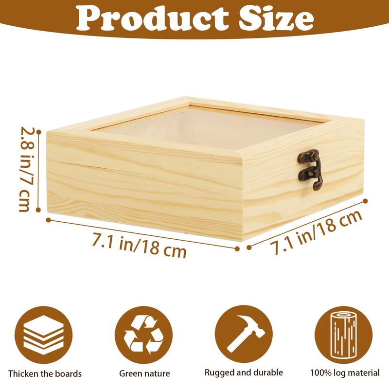 ZSDRTYU Wood Box, Small Wooden Storage Container, Lid Unfinished Wood