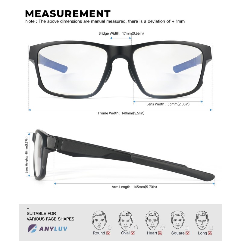 ANYLUV Blue Light Blocking Glasses for Men Women Lightweight Computer