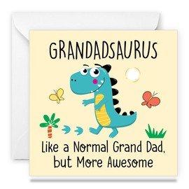 Papa Prints Grandad Birthday Cards for Men Grandad Fathers Day Card Dinosaur Birthday Card (145 x 150 mm) Grandadsaurus Happy Birthday Grandad Card with white envelope Grampy Birthday Card