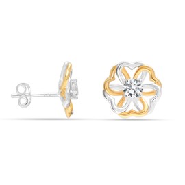 LeCalla 925 Sterling Silver Crystal CZ Daisy Flower Small Stud Earrings for Teen Women and Mother Daughter Mother's Day Valentine's Day, Silver, Cubic Zirconia