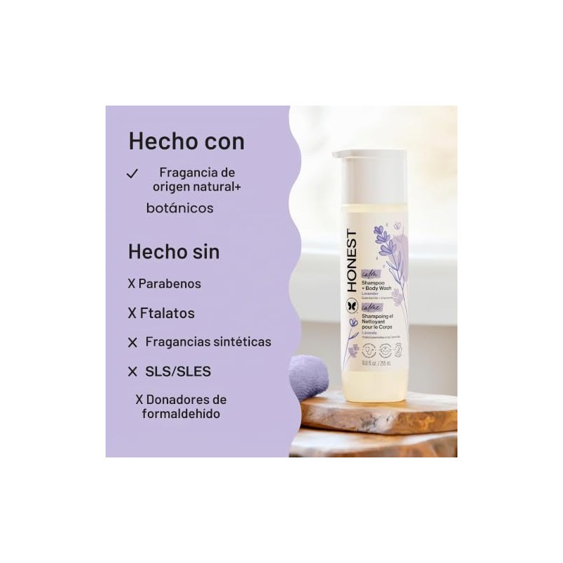 Honest Shampoo & Body Wash, Ultra Calming Dreamy Lavender, 10