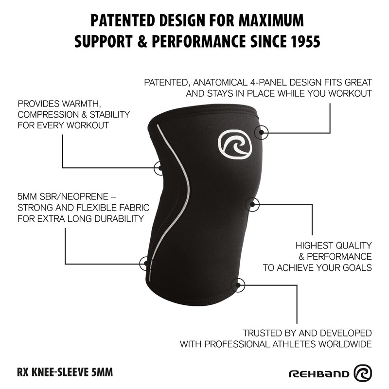 Rehband Knee Support for Strength Training, Knee Sleeve Made of