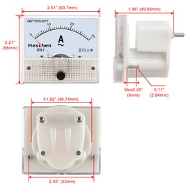 Heschen 85L1-30A Rectangle Panel Mounted Current Meter Ammeter Tester, AC 0-30A, Class 2.5, White
