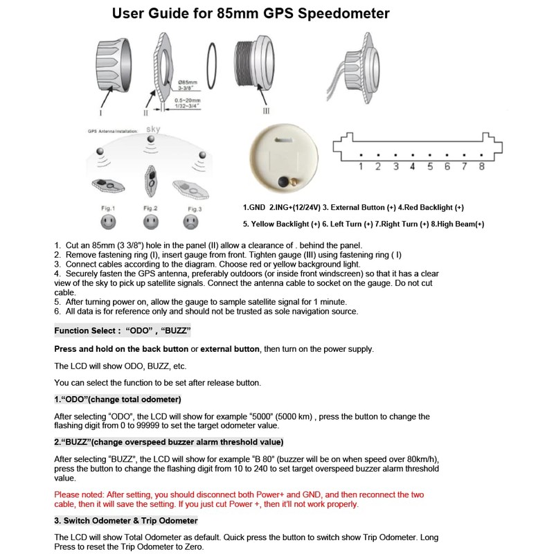 ELING GPS Speedometer Odometer 0-125 km/h for Car Motorcycle ATV