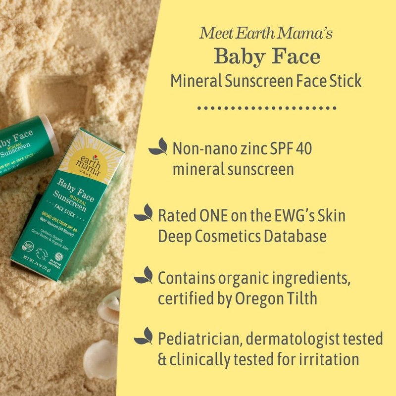 Earth Mama Baby Face Mineral Sunscreen Stick & Lotion Set,