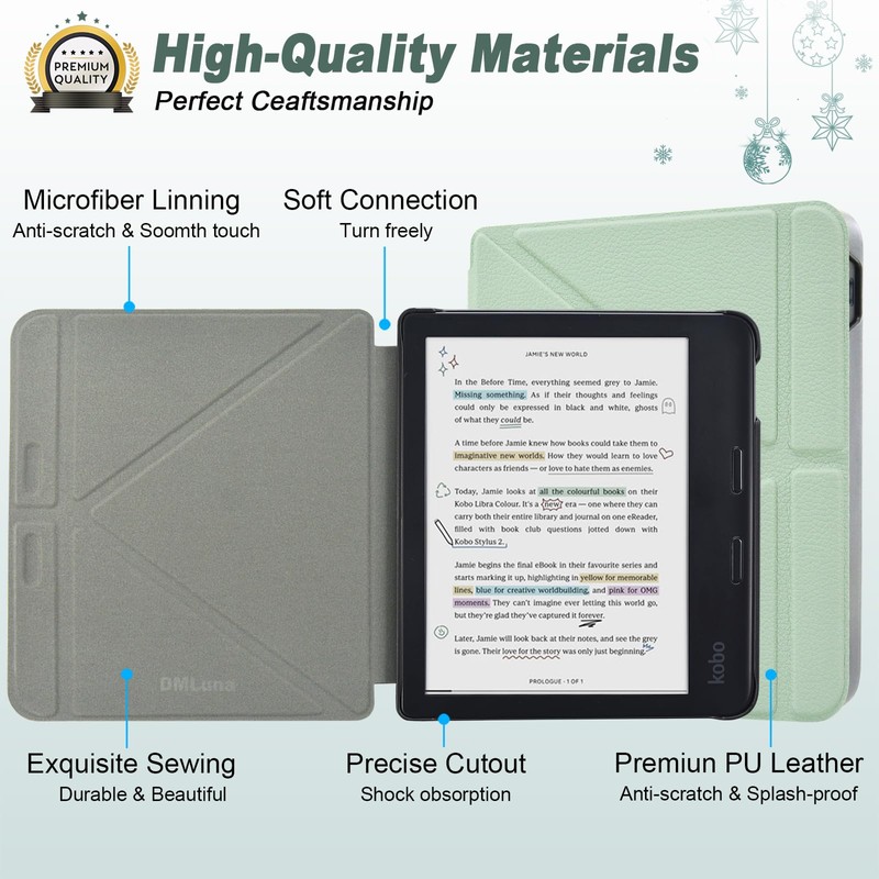 DMLuna Origami 2-Way Stand Case for Kobo Libra Colour (Model:N428,