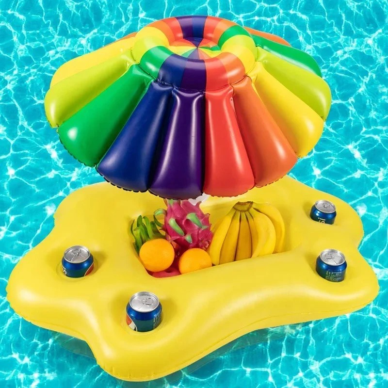 Inflatable Pool Drink Holder for Summer Parties – Rainbow Ice