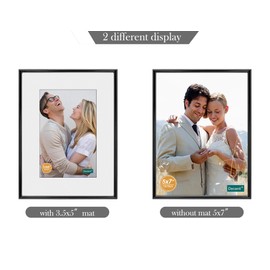DECANIT 5x7 Picture Frame Metal,Thin Profile Photo Frame 5 by 7 Inch, Display for Wall Mounting or Tabletop Pack of 2,Black