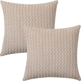 Tennove Cushion Covers 40x40cm Decorative Modern Beige Pillow Cases Pack of 2 Corduroy Boho Soft Throw Pillow Covers Square Pillowcases for Sofa Living Room Bed Home Decor