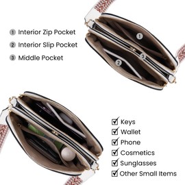 Emperia Crossbody Bag for Women Small Crossbody Camera Purses with Adjustable Webbing Shoulder Strap(White)