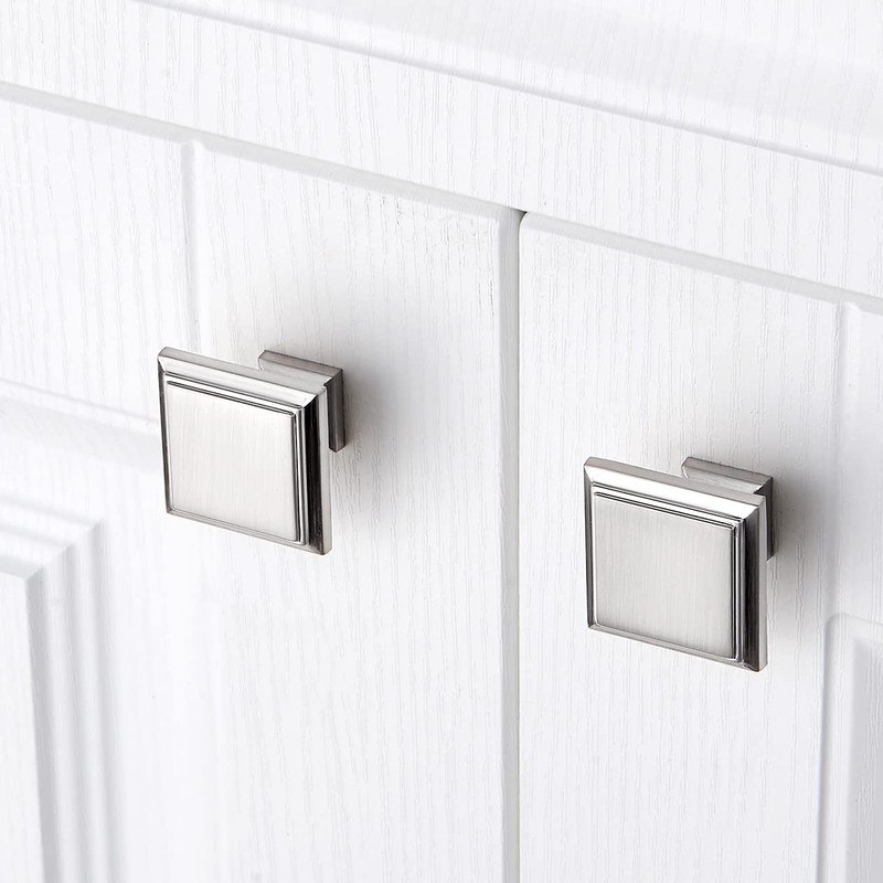 YCSJ Square Knobs - 10 Pack / 1.3 Inch, /Brushed