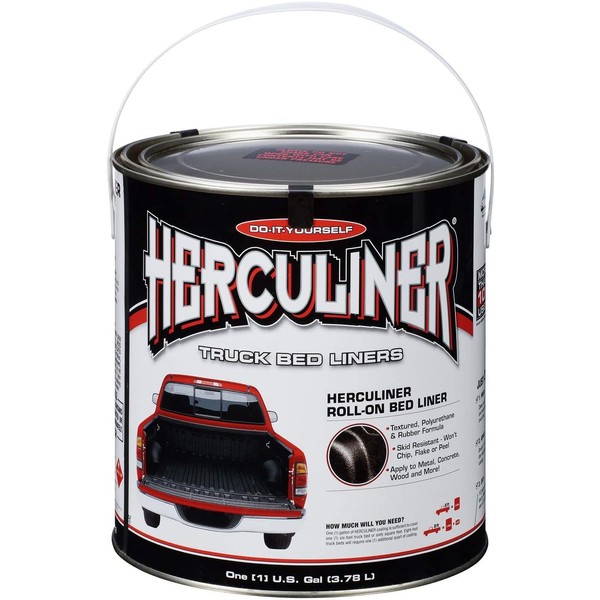 HERCULINER Roll-On Truck Bed Liner, 1 Gallon Can, Black, Textured, Suitable for All Truck Beds, 55-60 sq ft Coverage