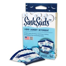 SinkSuds Laundry Detergent, Travel Size Liquid Soap, TSA Compliant, Safe For All Fabrics, 8 Packets (Packaging May Vary)